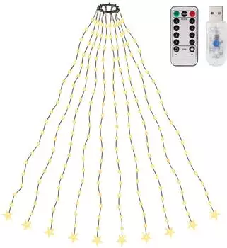 Salcar 2m Christbaumbeleuchtung mit Ring mit 10 Girlanden 200 LED warmweiß