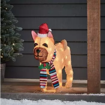 Lights4fun LED Weihnachtsfigur außen Bulldogge (PL22062EU)