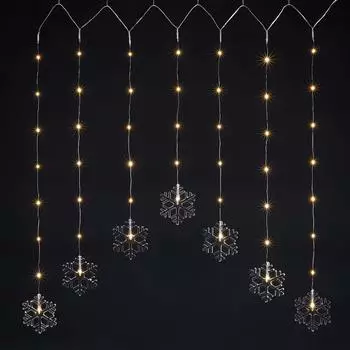 Haushalt International LED Lichtervorhang Schneeflocken 47 LEDs 120x70cm (76871)