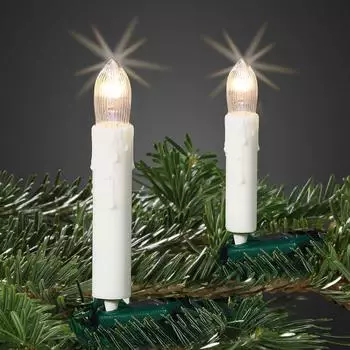 Hellum Lichterkette Kerzen mit Clip 20 Lichter 7,6m weiß (614022)
