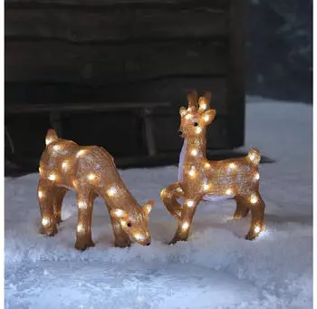 Lights4fun Grasendes Acryl LED-Rentier Hirschkuh (LL24092)