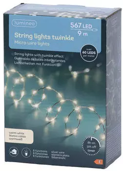 Lumineo String Lights Twinkle Micro LED 567 LEDs 9m warmwei&szlig; (496606)