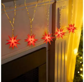 Gravidus LED Lichterkette Sterne rot 5 warmwei&szlig;e LEDs 6 cm &Oslash;