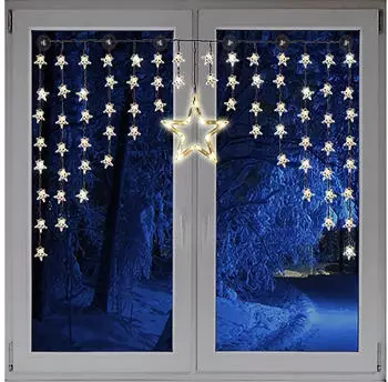 Haushalt International Sternenvorhang 90 LED warmwei&szlig; Fensterdeko (76045)