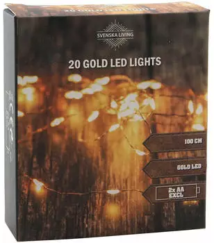 Spetebo Kupfer Draht Beleuchtung mit 20 goldenen LED 100 cm (23140250)