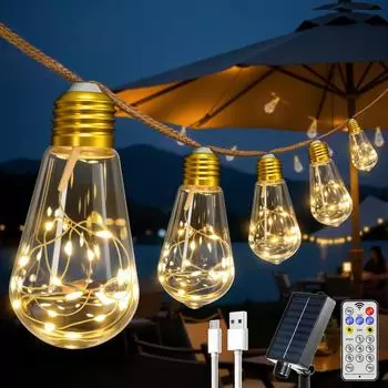 HeiPard Solar Lichterkette S17 7,5m 16 LED-Glühbirnen Warmweiß IP45 (HP-OLS-S17-16)