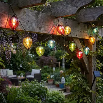 Haushalt International Solar LED-Lichterkette Ballons bunt 10x LED warmwei&szlig;, 380cm (70588)