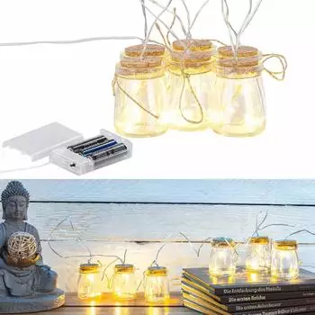 Lunartec LED-Silberdraht-Deko-Gläser, warmweiß, batteriebetrieben, 6er-Set, 18 LEDs
