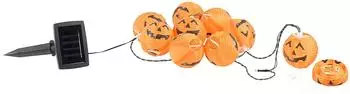 Lunartec Solar-Lichterkette 10 LED-Lampions Halloween-Kürbis-Look IP44