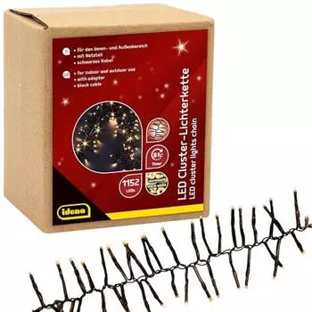 Idena LED Cluster Lichterkette Warmwei&szlig; 1152 LEDs 28m Innen/Au&szlig;en (31898)
