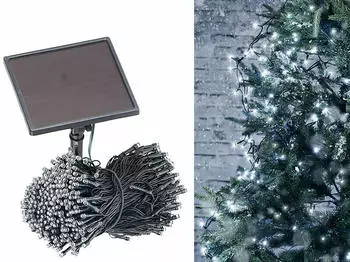 Lunartec Solar-LED-Lichterkette 500 LEDs Dämmerungssensor weiß 50m IP44