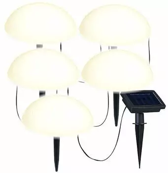 Lunartec Solar-Bodenlichterkette 5 warmweiße Halbkugeln Lichtsensor IP44 (ZX7018)