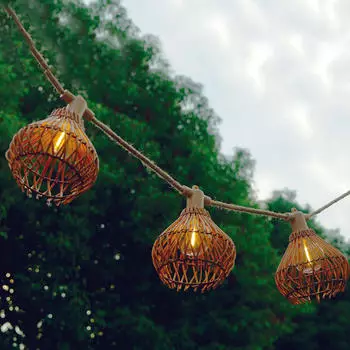 Lumisky Lichterkette Rotilia 8m Polyrattan beige