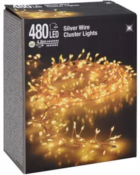 Spetebo Silver Wire cluster Lights - 480 Led / 4,8 m - Draht B&uuml;schel Lichterkette f&uuml;r Au&szlig;en