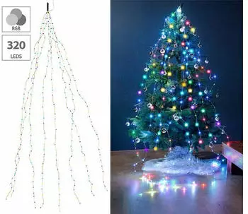Lunartec Christbaum-Überwurf-Lichterkette 320 bunte LEDs, 8 Girlanden à 4m