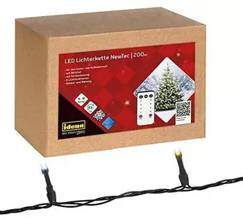 Idena Lichterkette 200 LED warmwei&szlig;/wei&szlig; 8h Timer 27,9m (31269)