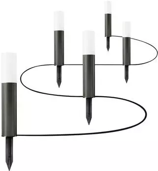 Osram LED Endura Garden Pole Mini Garten-Leuchtenkette, Warmwei&szlig;, 5 Pylonen, 22,7cm
