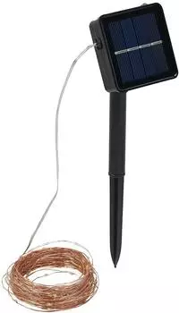 Lunartec Solar-Lichterkette Kupferdraht 200 warmweiße LEDs 22m 8 Modi