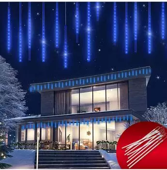 Monzana Meteorschauer Lichterkette 480 LED 10 R&ouml;hren 50cm Blau (107631)