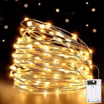 HeiPard Lichterkette Batterie 10m 100 LED Kupferdraht Wasserdicht, Warmweiß (HP-BSL-100-1P)