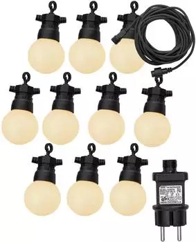 Luxform Honolulu LED-Lichterkette 24V 10 Birnen Opal Warmwei&szlig; IP44 In-/Outdoor