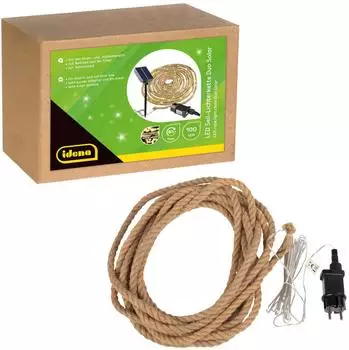 Idena LED Lichterkette Seil 100 LED Warmwei&szlig; Solar/Netzteil 9m (30520)