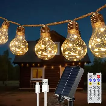 HeiPard Solar Lichterkette A60 LED 8,5M 16 Glühbirnen Warmweiß IP45 (HP-OLS-A60-16-EU)