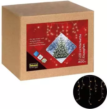 Idena Lichterkette Eiszapfen 400 LED warmwei&szlig; mit Timer (31270)