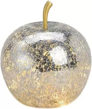 Wurm Apfellampe mit goldenem Stiel und LED-Lichterkette (12314)