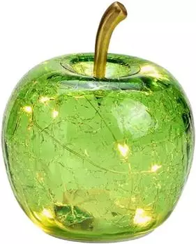 Wurm Dekoleuchte Apfel Glas, hellgr&uuml;n, 10er LED Lichterkette, Timer, &Oslash;11cm (4007698352929)
