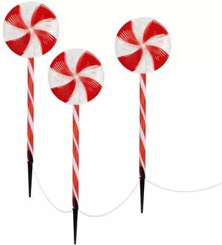 ECD Germany LED Lollipop Wegweiser 3er Set, 60LEDs, 3m, 8 Modi, Timer, Batteriebetrieben (8721037167000)