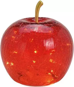 Wurm Apfellampe (S) Glas, rot, LED-Lichterkette