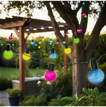 Spetebo Solar-Lichterkette 20 geriffelte Gl&uuml;hbirnen 570cm bunt retro (4806)