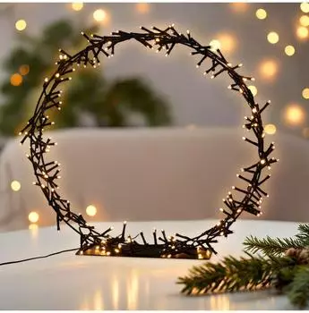 Spetebo LED Clusterring mit Standfuß, schwarz, warm weiß, Ø38cm, IP44, Timer (4225)