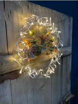 Hellum Metall-Dekokranz 120 LED warmweiß Ø45cm mit Timer, für außen (577938)