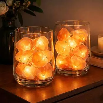 Globo Salzkristall-Lichterkette 10x LED 0,06W warmweiß, Timer, 2er Set (etc106485_2er)