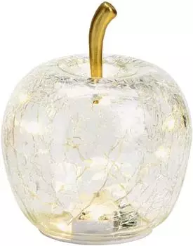 Wurm Deko-Apfel LED-Lichterkette mit Timer, Glas, transparent, Ø11cm