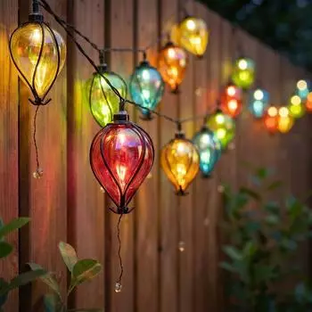 Haushalt International LED-Lichterkette Ballons bunt, solar, IP44, 380cm (2er-Set)