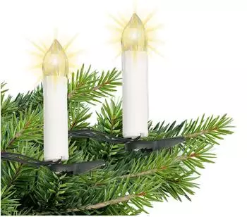 Gartenpirat Weihnachtsbaum-Lichterkette LED-Kerzen warmwei&szlig; mit Halteclip und Timer, 50 LEDs, 25m