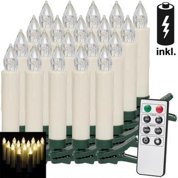 Deuba 20er Set LED Weihnachtsbaumkerzen mit Fernbedienung warmwei&szlig; (105264)