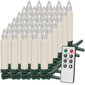 Deuba 30er Set LED Weihnachtsbaumkerzen mit Fernbedienung warmwei&szlig; (103455)
