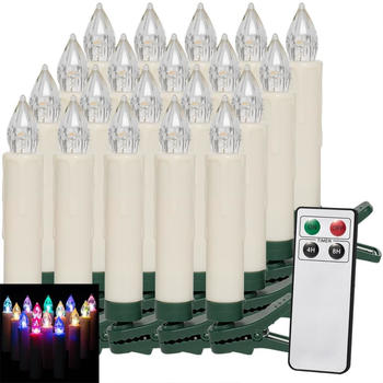 Deuba 20er Set LED Weihnachtsbaumkerzen Fernbedienung mehrfarbig (103454)