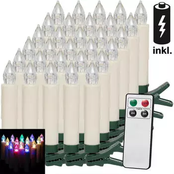 Deuba 30er Set LED Weihnachtsbaumkerzen Fernbedienung mehrfarbig (105267)