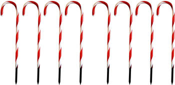 Mojawo LED-Gartenleuchtsäbe Zuckerstangen 8er (M76500-2)