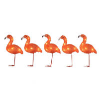 KONSTSMIDE Dekoobjekt "Flamingos f&uuml;r Au&szlig;en" LED Acryl Flamingos, 5er-Set, 40