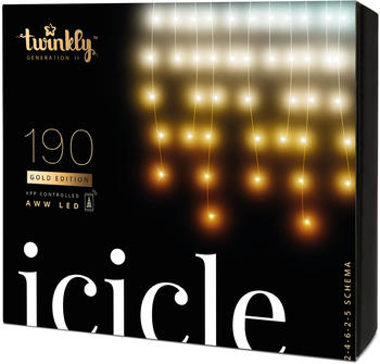twinkly Icicle 190 LEDs Gold Edition AWW 2. Generation mit Appsteuerung (TWI190GOP-TEU)