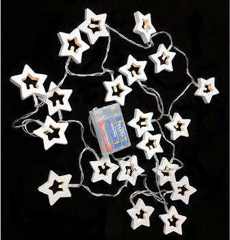 Spetebo LED-Lichterkette mit 20 Holz-Sternen warmweiß (17552)