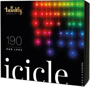 twinkly Icicle 190 LEDs RGB Multicolor 2. Generation mit Appsteuerung 60x16cm (TWI190STP-TEU)