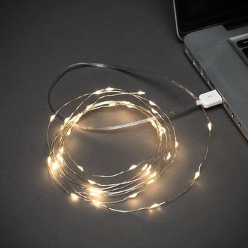 Konstsmide Micro-LED-Drahtlichterkette USB 2,45m silber 50 LEDs warmweiß (1770-190)