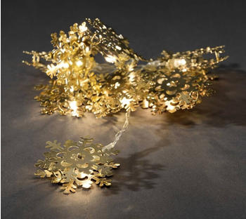 Konstsmide LED-Dekolichterkette Schneeflocken 90cm warmweiß gold (3146-803)